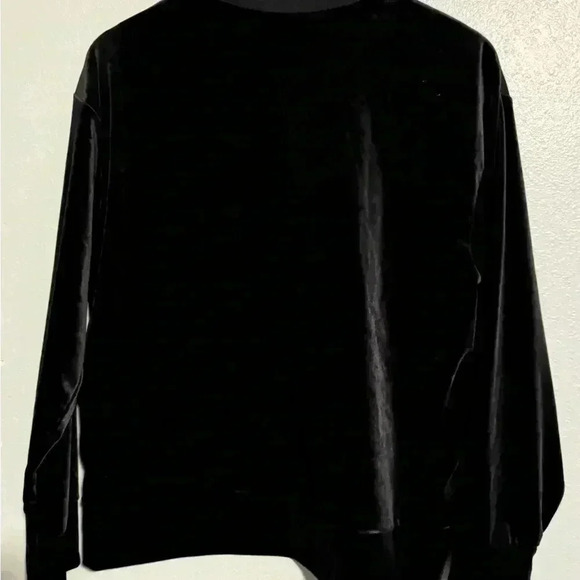 Athleta Sweatshirt Womens Small Black Retroplush Velvet Crew Neck Side Buttons - Picture 3 of 8